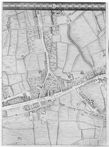 Een kaart van Mile End, Londen, 1746